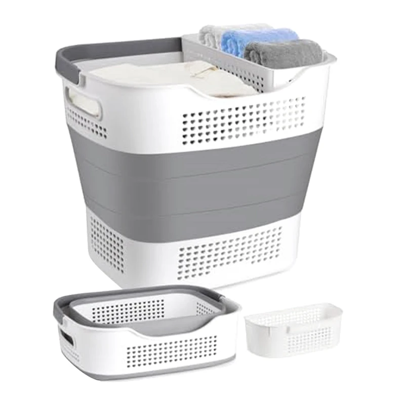 

1Set Foldable Laundry Basket PP With Handles -Up Storage Container/Hamper Fit For Laundry