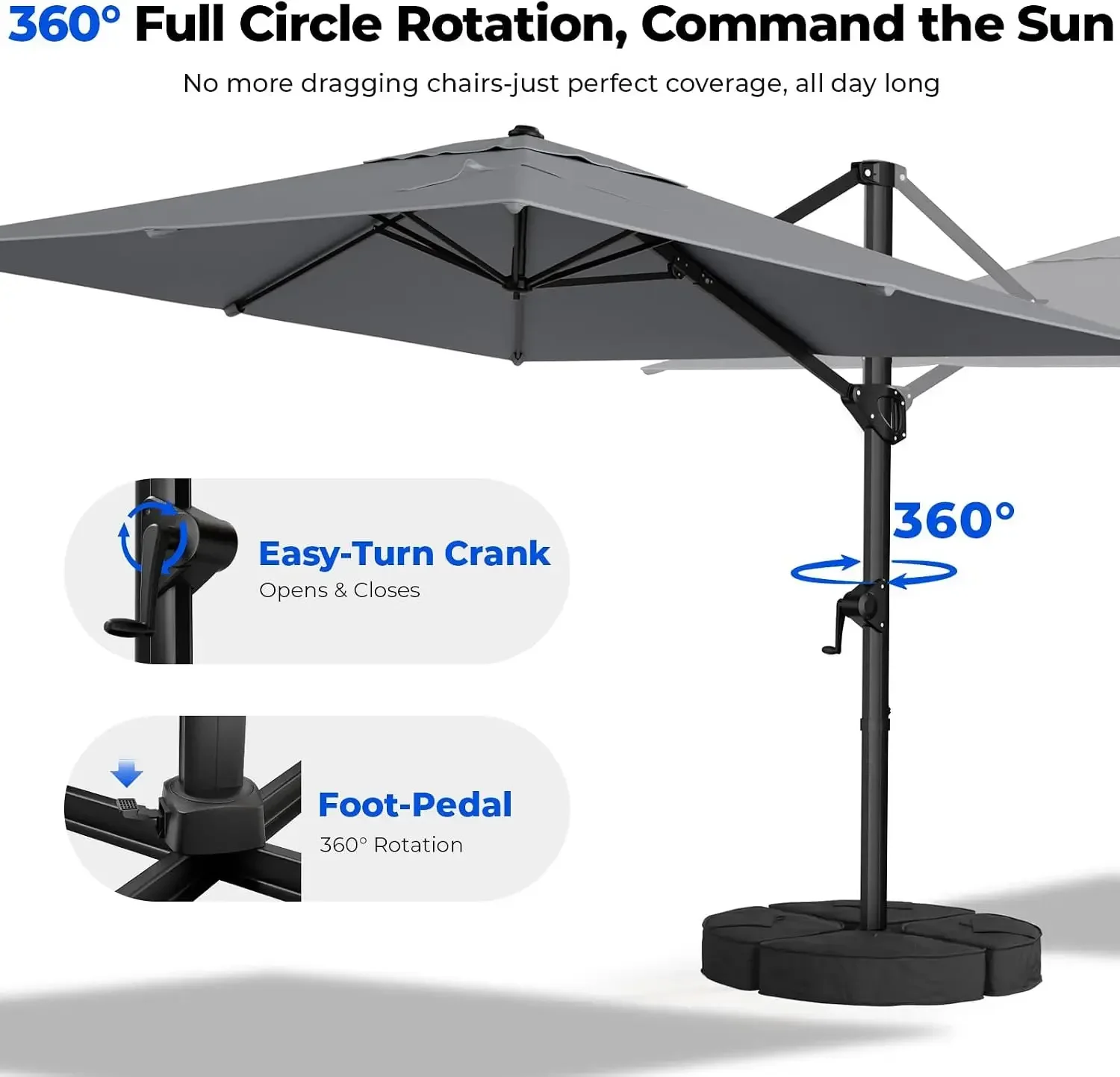 Brand new fast shippingBestseller9x12 FT Cantilever Patio Umbrella with Base Included, Grey | Large Square Offset Outdoor Umbrel