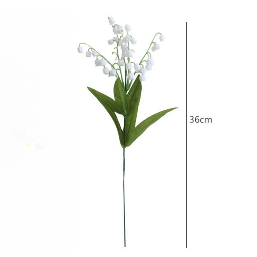 36cm White Artificial Lily Of The Valley Flower Plastic Fake Bellflower With Wire For Outdoor Garden Wedding Bouquet Decoration