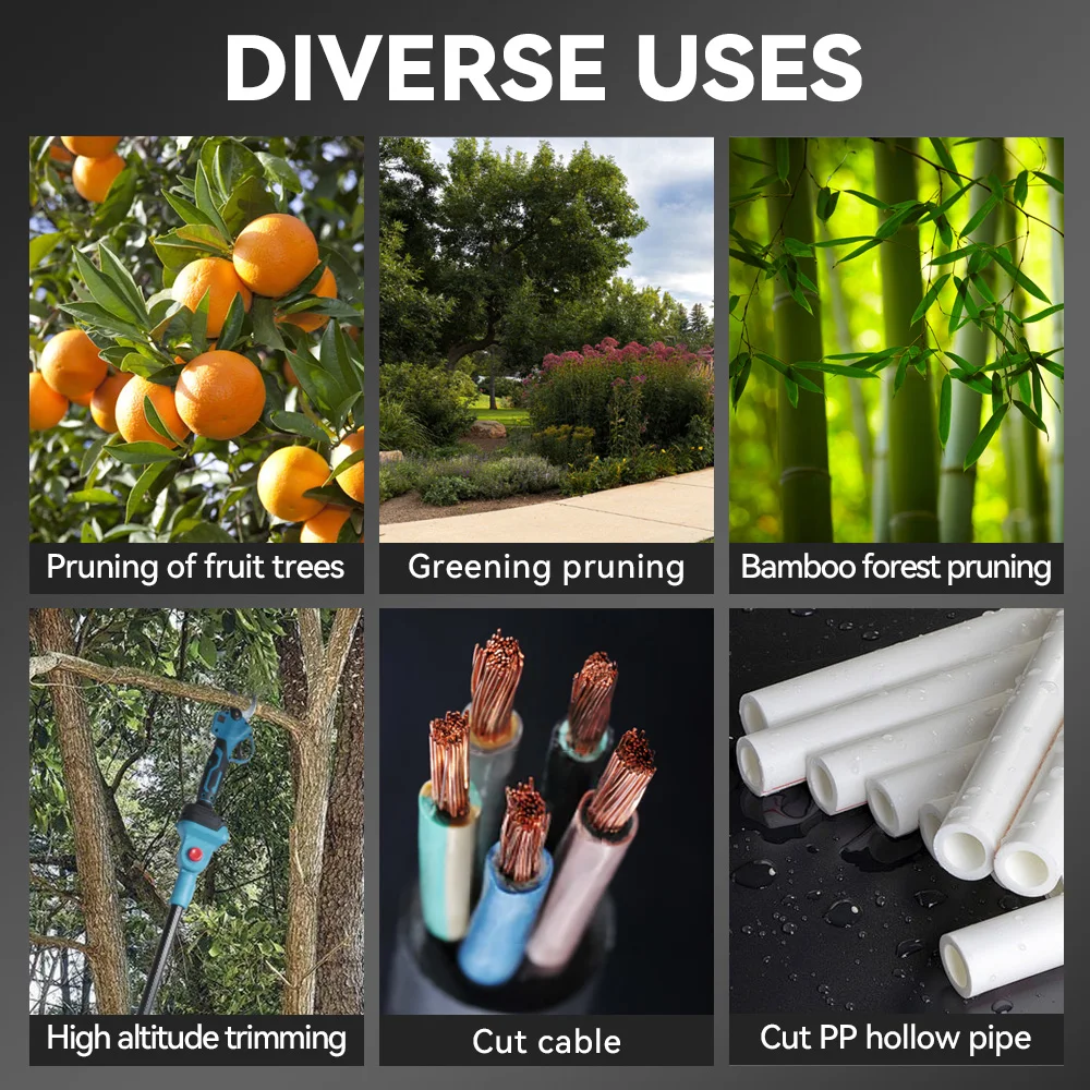 Onevan 3500w pólo telescópico sem escova motosserra elétrica 3-em-1 tesoura de ramo alto ferramenta de poda de jardim para onevan 18v bateria