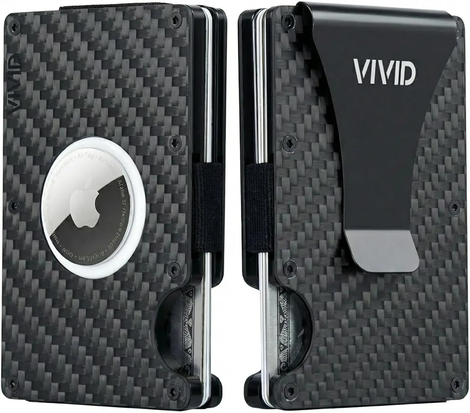 

Тонкий кошелек из карбона для AirTag для мужчин - защита от RFID, устойчивость к царапинам, держатель для кредитных карт с клипсой для денег.