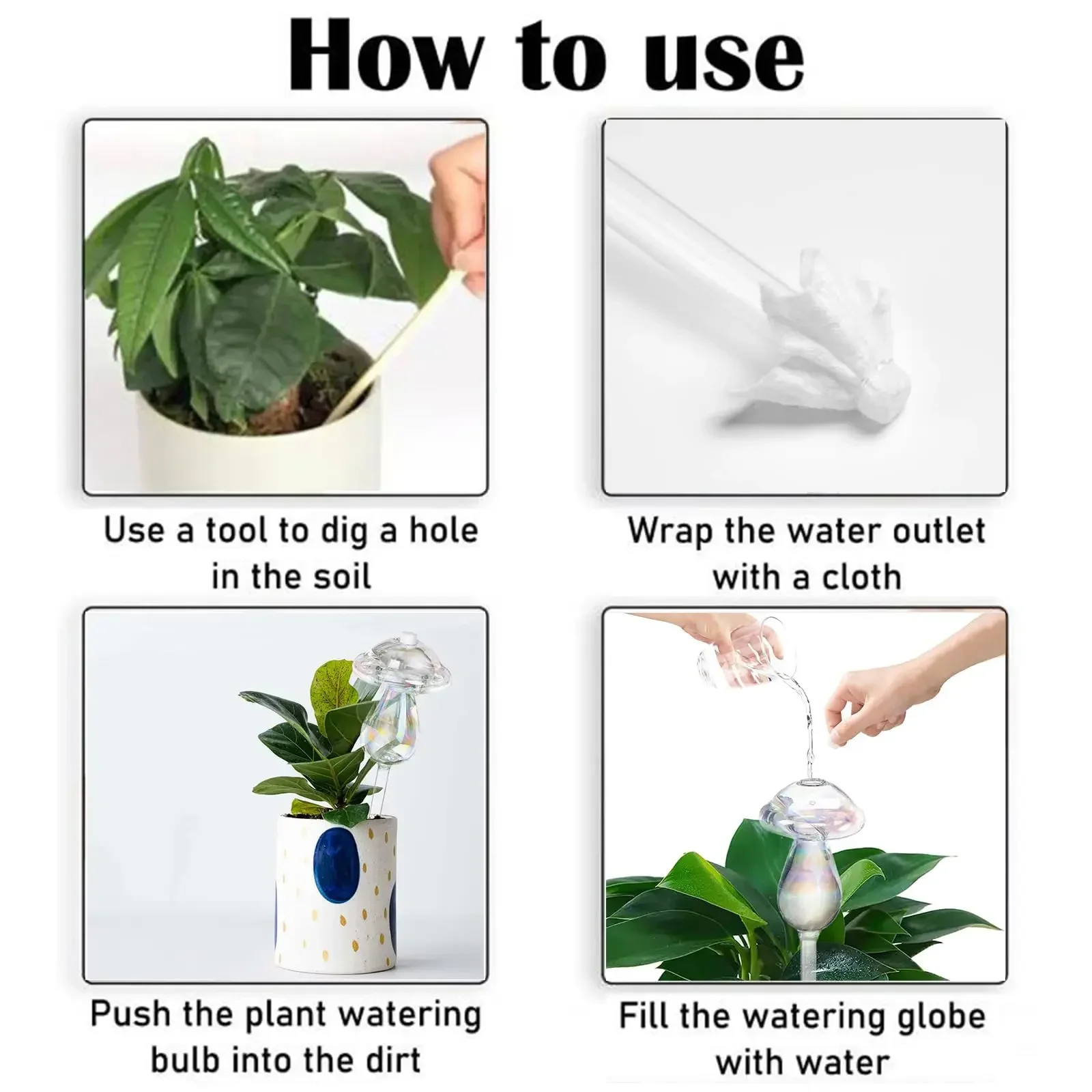 Glass Straw Automatic Plant Watering Bulbs Self Watering Mushroom Water Device Drip Irrigation System Home Garden Tools