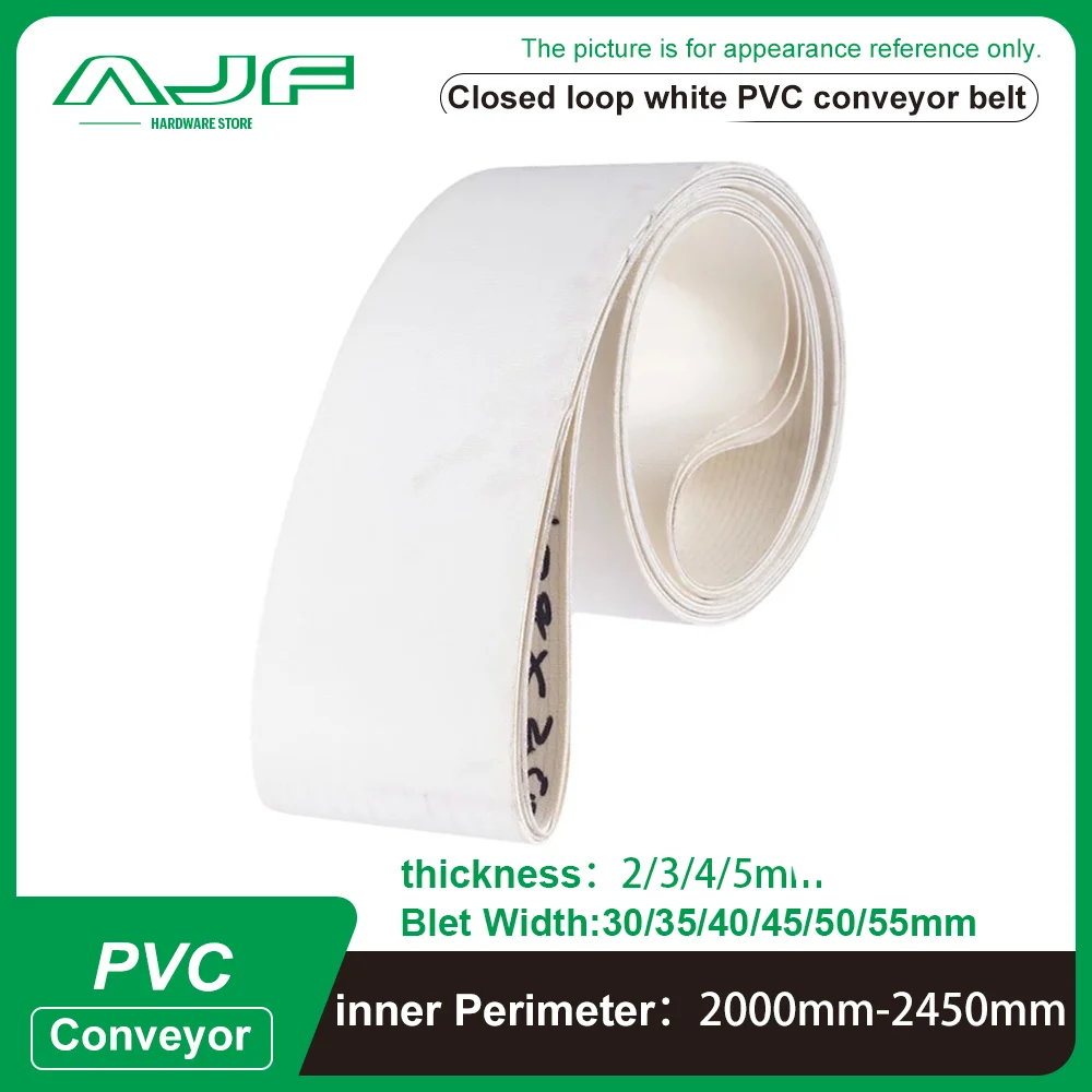 

white pvc conveyor belt Perimeter: 2000mm-2450mm width：30mm-55mm (Can Customized Size)