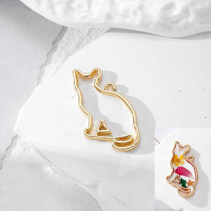 10 قطع لطيف القط شكل قلادة صينية الحافة سحر diy القرط سوار قلادة اليدوية صنع المجوهرات