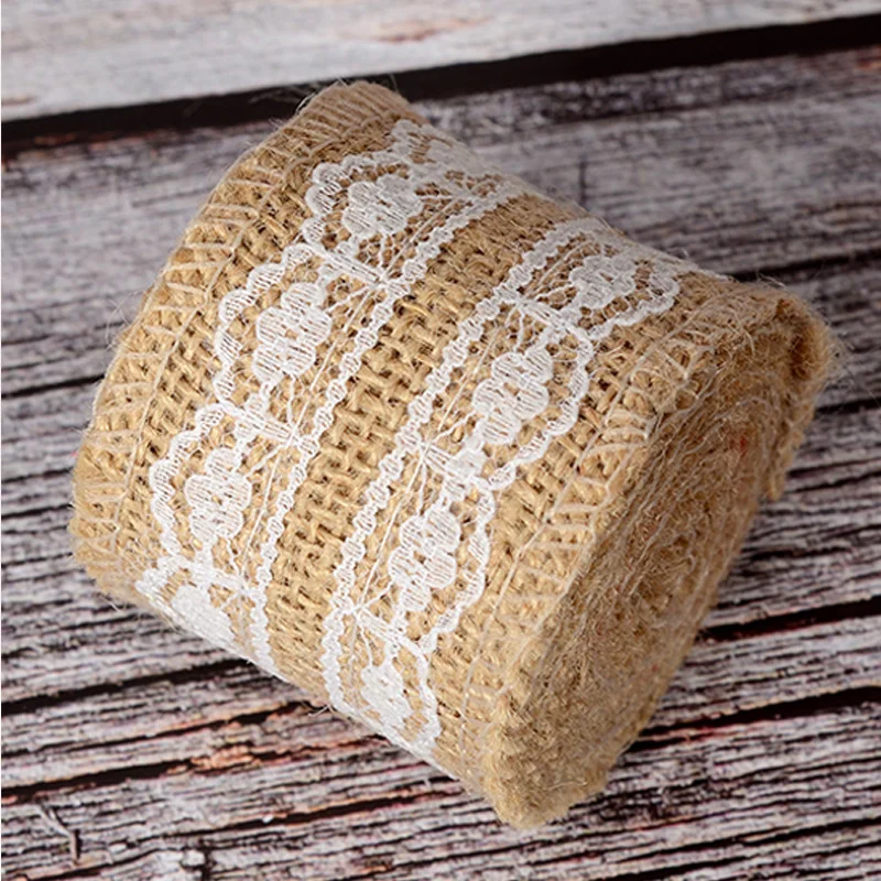 2M 5M Natural Jute Burlap Ribbon Rustic Vintage Wedding Decor Lace Jute Roll Merry Christmas Party Supplies DIY Gift Packaging