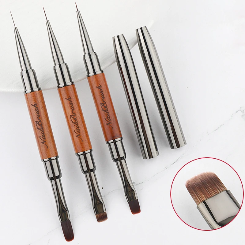 새로운 듀얼 엔드 네일 브러쉬 아크릴 네일 아트 브러쉬 전문 UV 젤 매니큐어 라이너 꽃 그림 그리기 매니큐어 도구