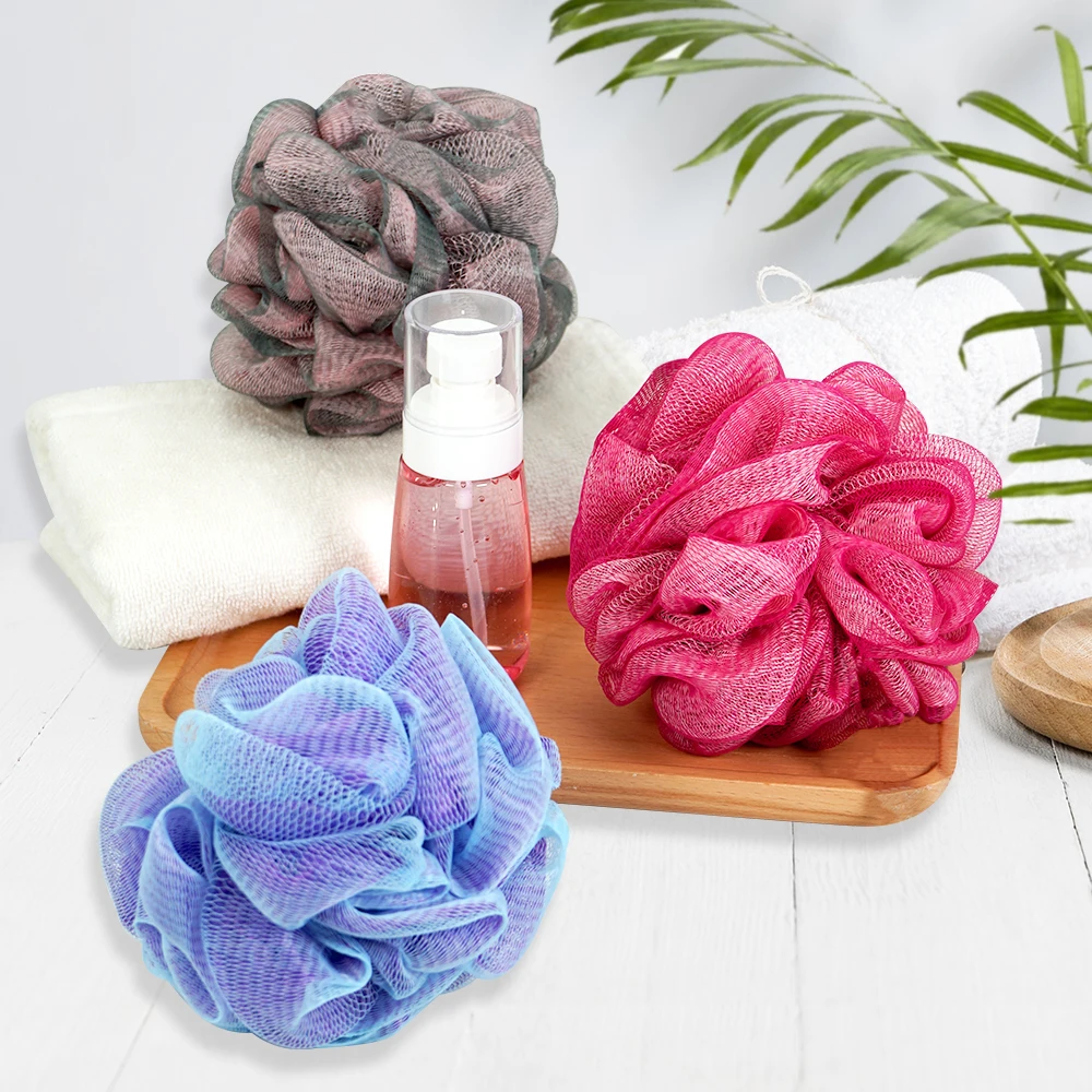 دش الإسفنج كرة استحمام بوف دش الكرة التقشير منظف الجسم مقشر الجسم لونين حمام زهرة اكسسوارات الحمام