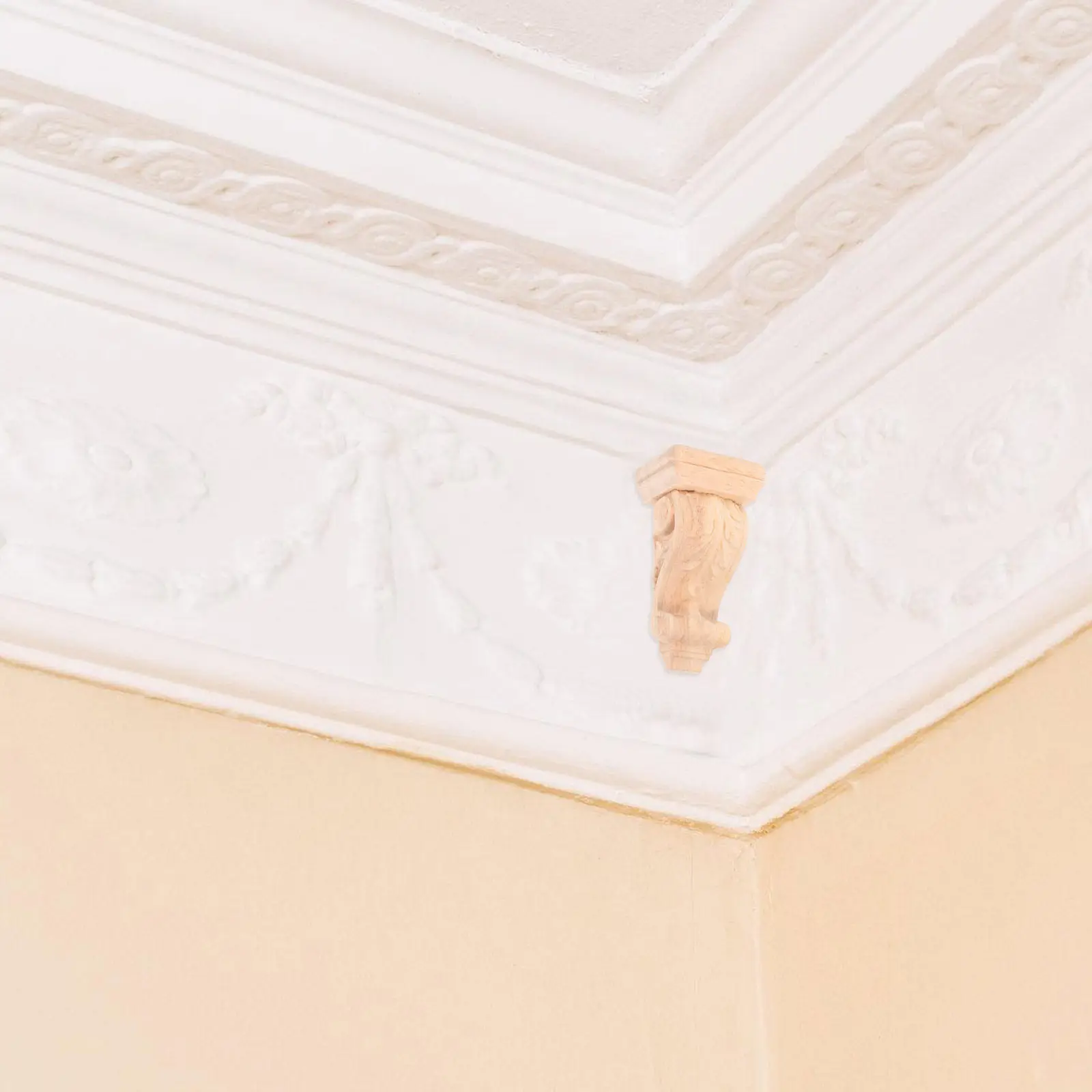 Solid Wood Carved Roman Column Corbel Elegant European Decorative Bracket for Fireplace Mantel Doorway Beam Wall Shelf