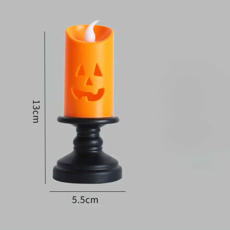 Decorazione di Halloween Jack-o '-lantern Candeliere a LED Decorazione da tavolo Puntelli per layout del sito Luce di candela di Halloween