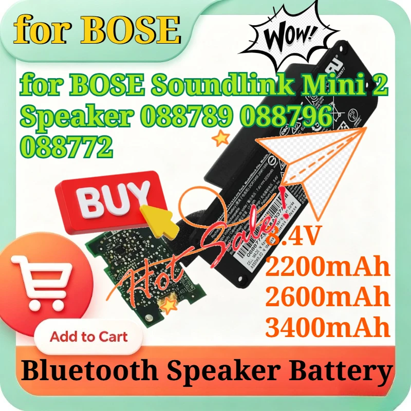 New 2200/2600/3400mAh for BOSE Soundlink Mini 2 Speaker 088789 088796 088772 Bluetooth Speaker Battery with BMS Protection Board