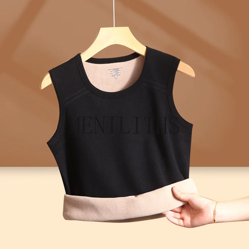 New Winter Men's Thermal Vest Lamb Fleece Thick Padded O Neck Sleeveless Tank Tops for Man Base Layer Underwear Shirt