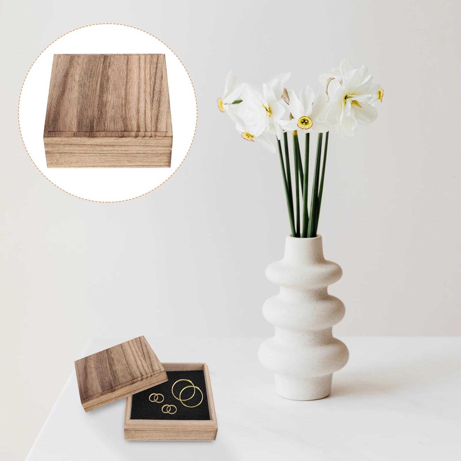 

Wooden Jewelry Box Vintage Storage Container Durable Display Case for Earrings Rings Beads Pins Bracelets Necklaces Brooches