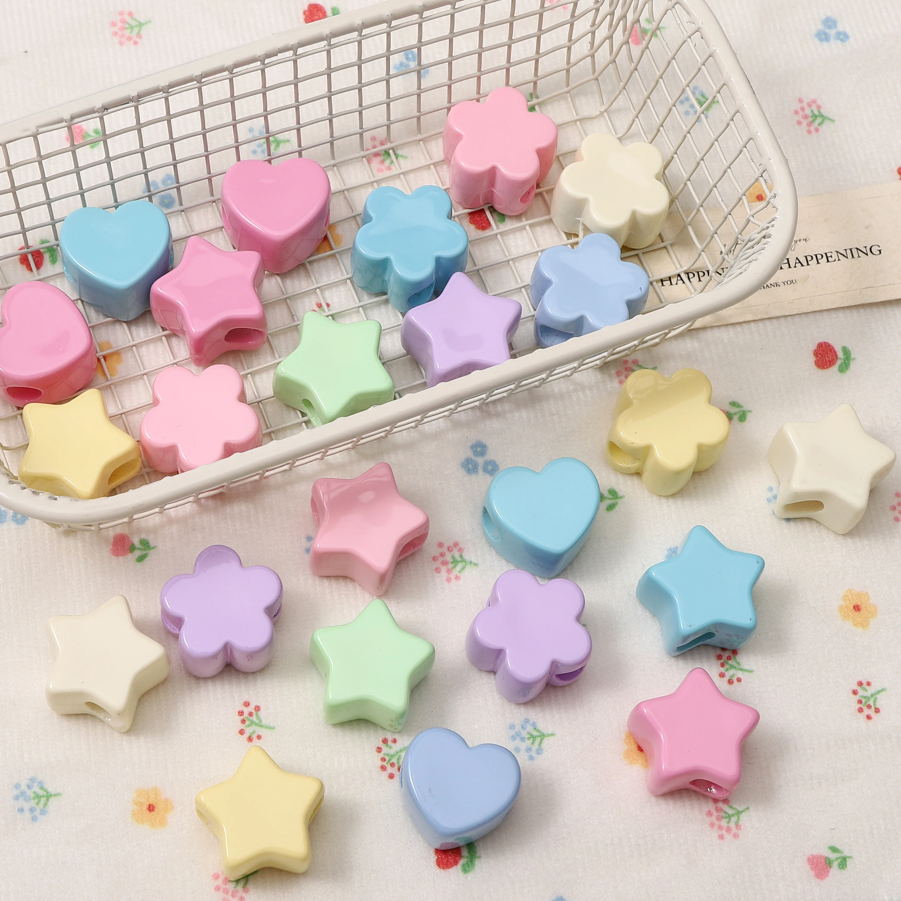 

1/5Pcs Big Hole Acrylic Beads Five Pointed Star/Plum Blossom/Peach Heart Shape Spacer Beads For Jewelry Making DIY Accessories