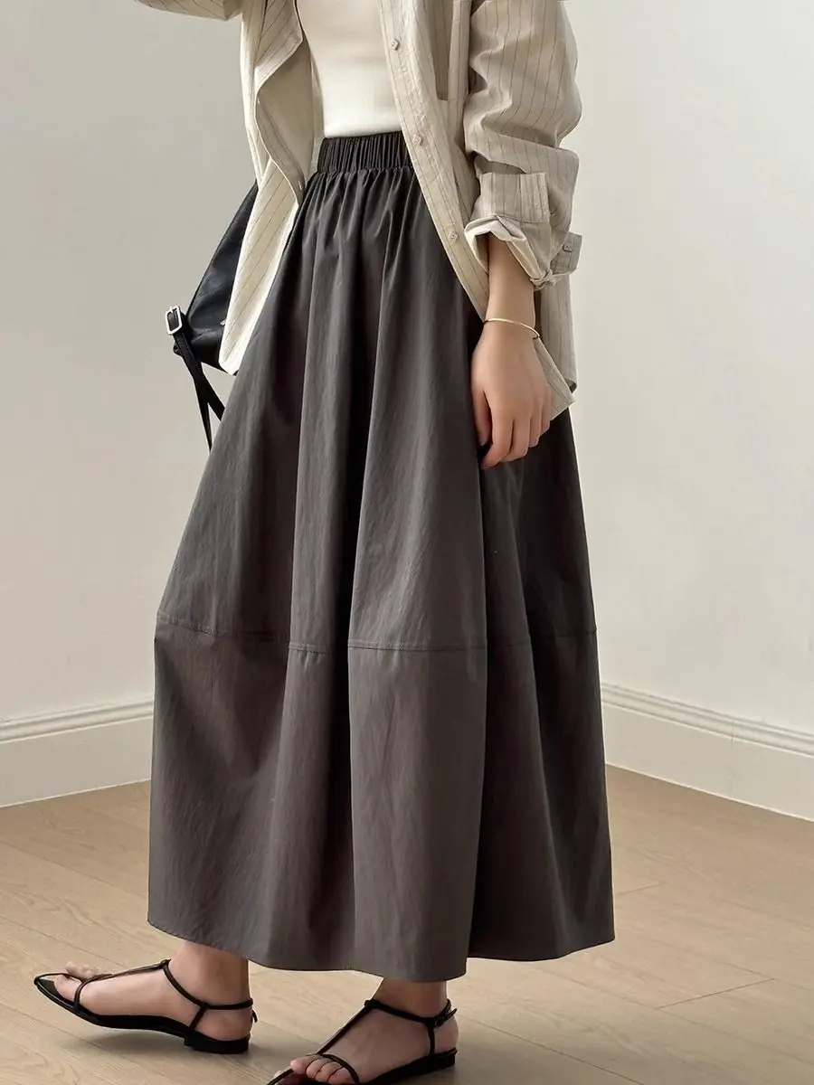 

White High Waisted Floral Bud Half Skirt for Women A-line Skirt