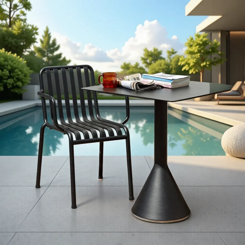 الحديثة في الهواء الطلق طاولة بار عالية وكرسي الحديد المطاوع في الهواء الطلق فناء مقهى بار الحليب الشاي متجر شرفة الجدول وكرسي combinati #4