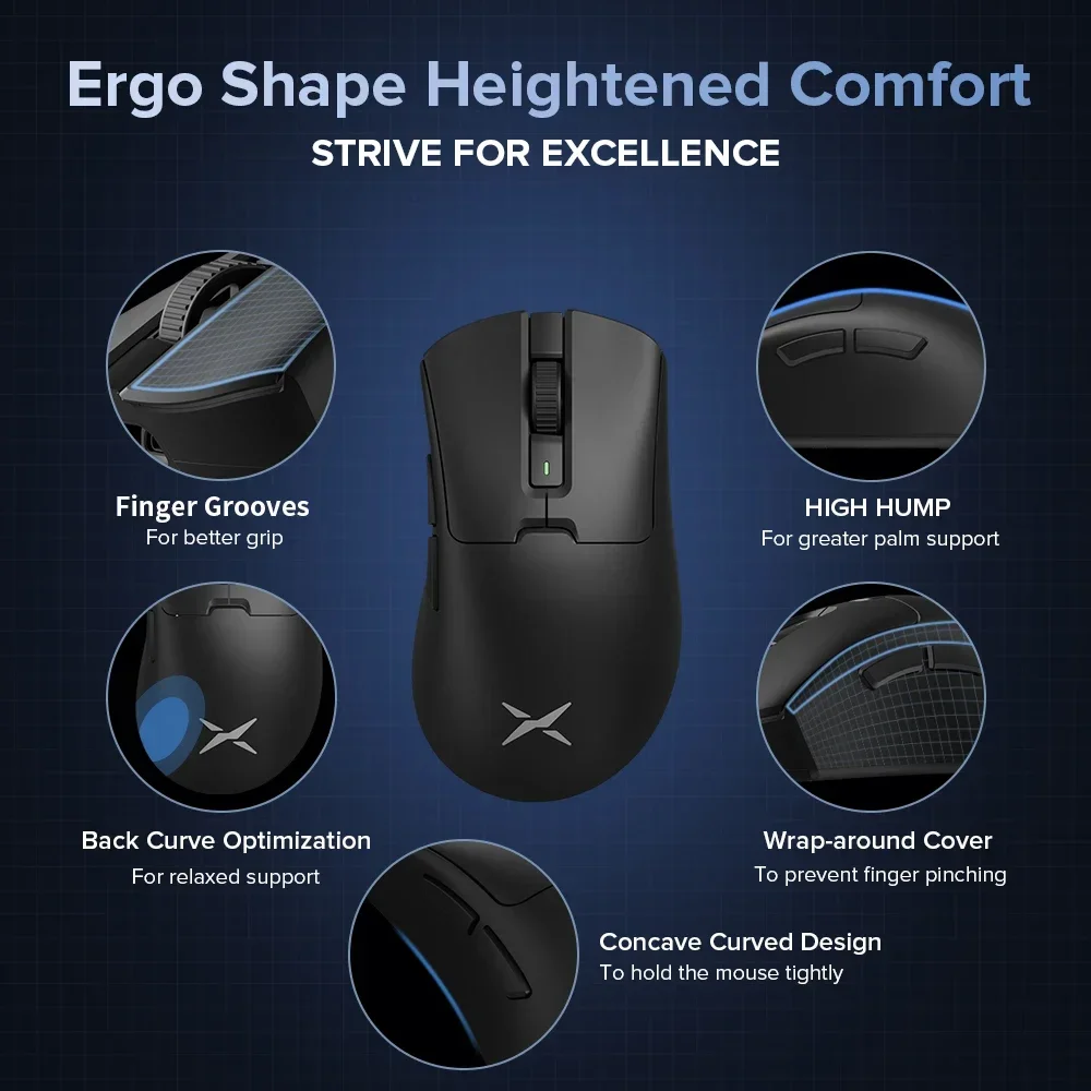 Delux M900Pro Ergonomic Wireless Gaming Mouse 8K PAW3395 Magnetic RGB Charging Dock Rechargeable Wired Mice For Big Hand PC