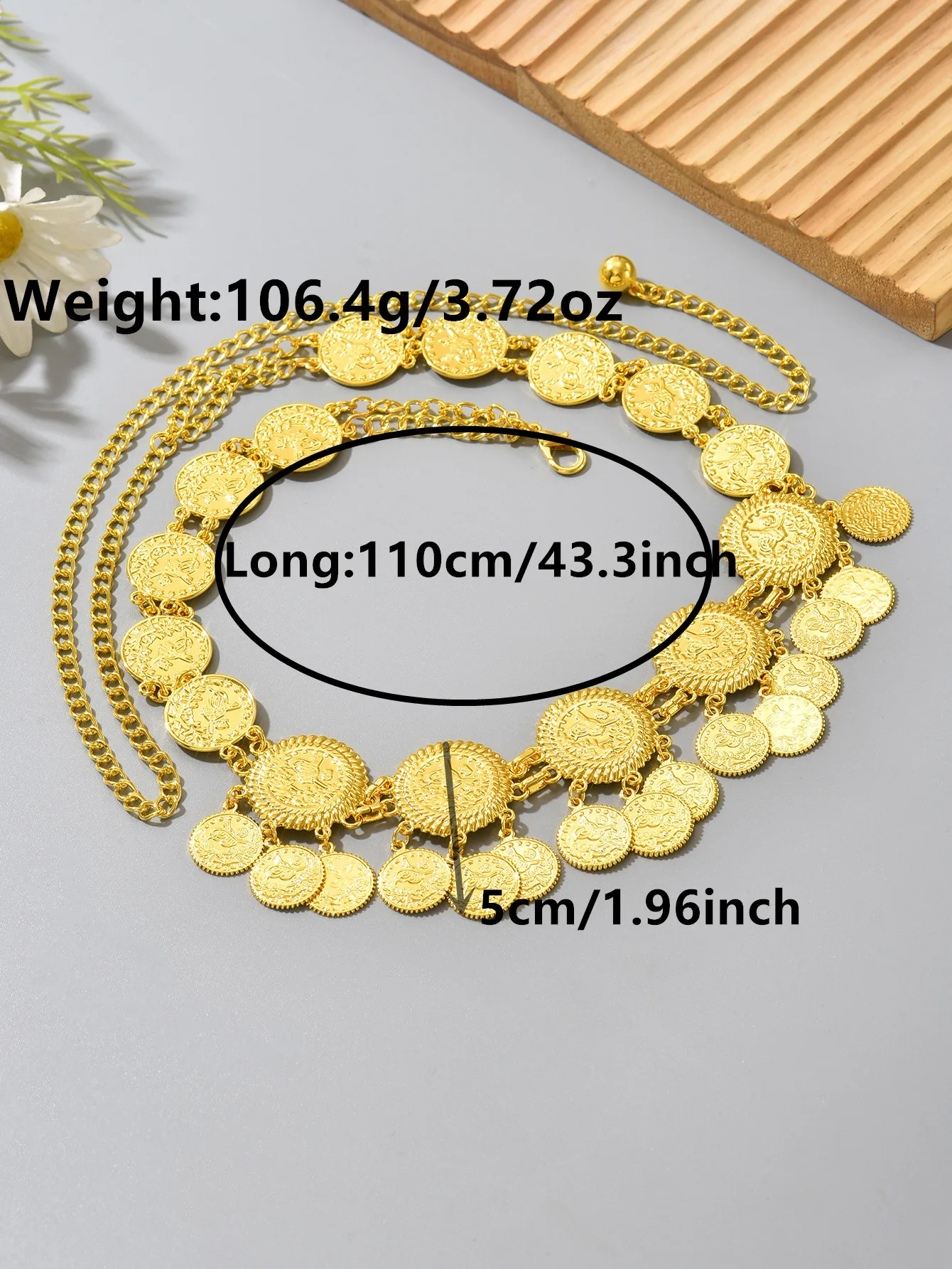 Golden Coin Tassel Waist Belt for Belly Dance Performance - Vintage Metal Tassel Design, Perfect for Party & Banquet Attire image 6