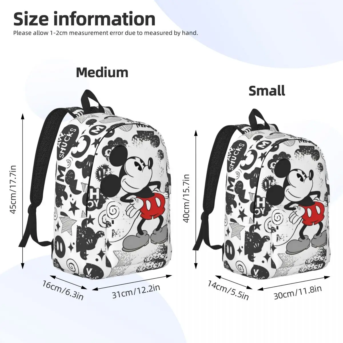 حقيبة ظهر ريترو ميكي ميني كارتونية للمراهقين والطلاب حقيبة نهارية للكمبيوتر المحمول حقائب قماش رياضية