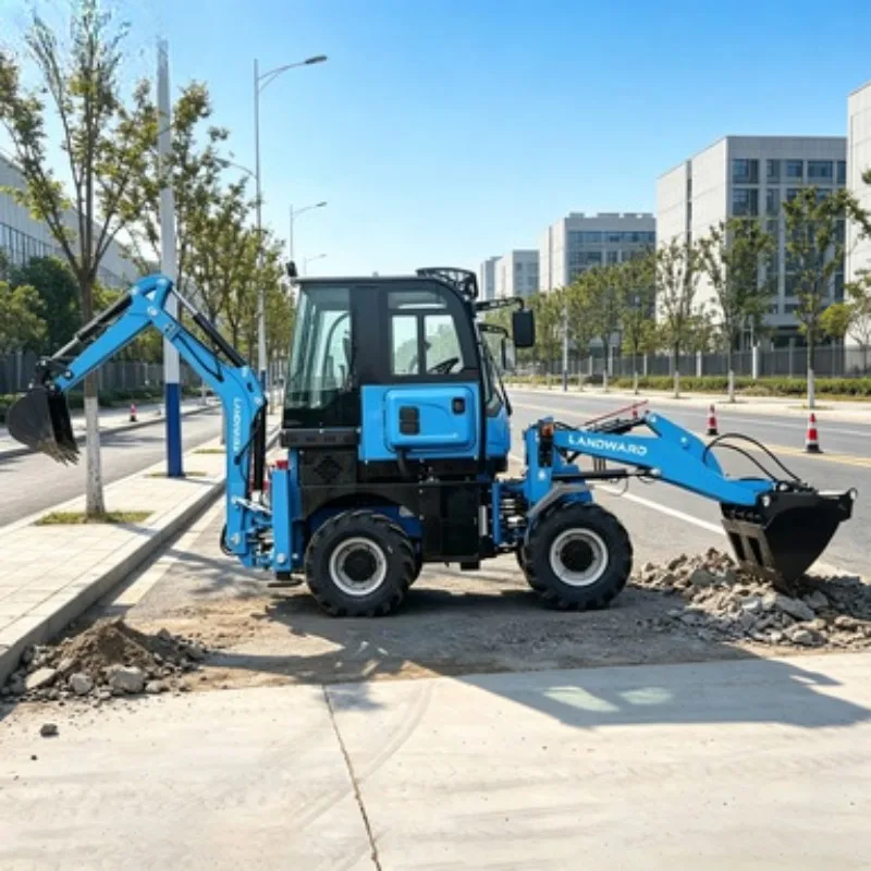 Mini Backhoe Loader Front Loader JCB Style Wheel Loader 4x4 Wheel Drive Yuchai Engine Huade Gearbox Bearing Gear 75KW Pump 1CBM