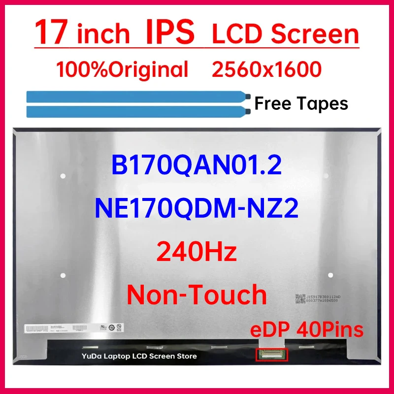 17 "240Hz Tela LCD Do Portátil NE170QDM NZ2 NE170QDM-NZ2 B170QAN01.2 Para MSI Raider GE78HX Painel Matriz de Exibição 2560x1600 Não-Touch