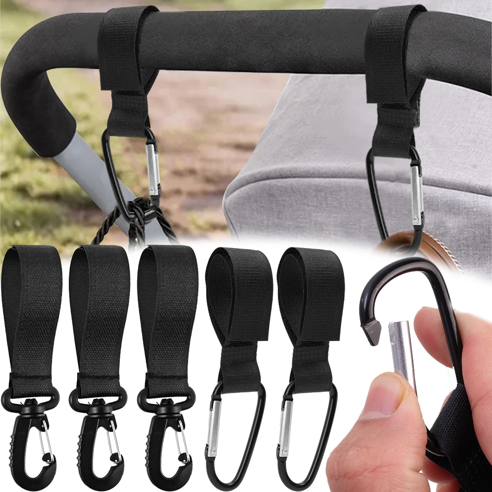 5PCS Baby Stroller Hook Buckles Clip Aluminum Alloy Carabiner Cart Organizer Diaper Bag Shopping Pram Hooks Stroller Hanger