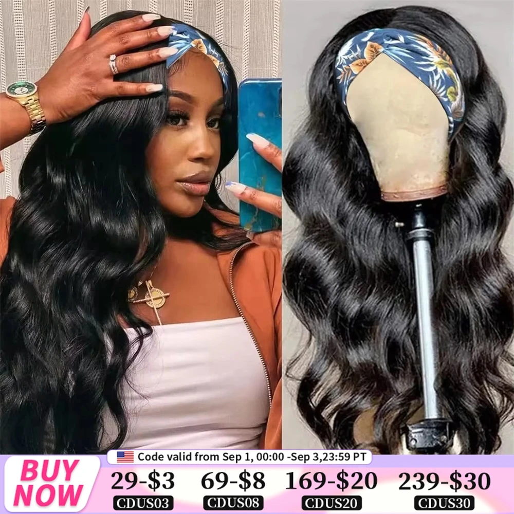 Headband Wig Full Human Hair Machine Made Body Wave Wig 180% Density Remy Human Hair Wigs For Black Women Brazilian Hair On Sale