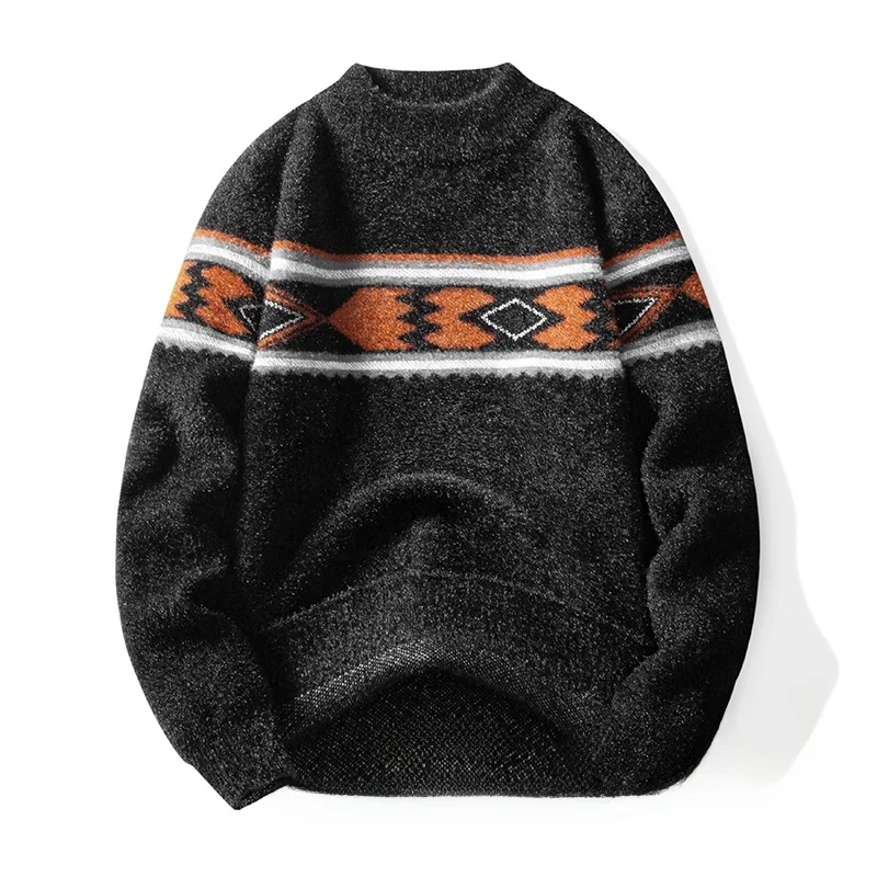 

Мужской свободный свитер с длинными рукавами и круглым вырезом, повседневный, универсальный, в ретро-стиле, в полоску, на осень-весну, цветной