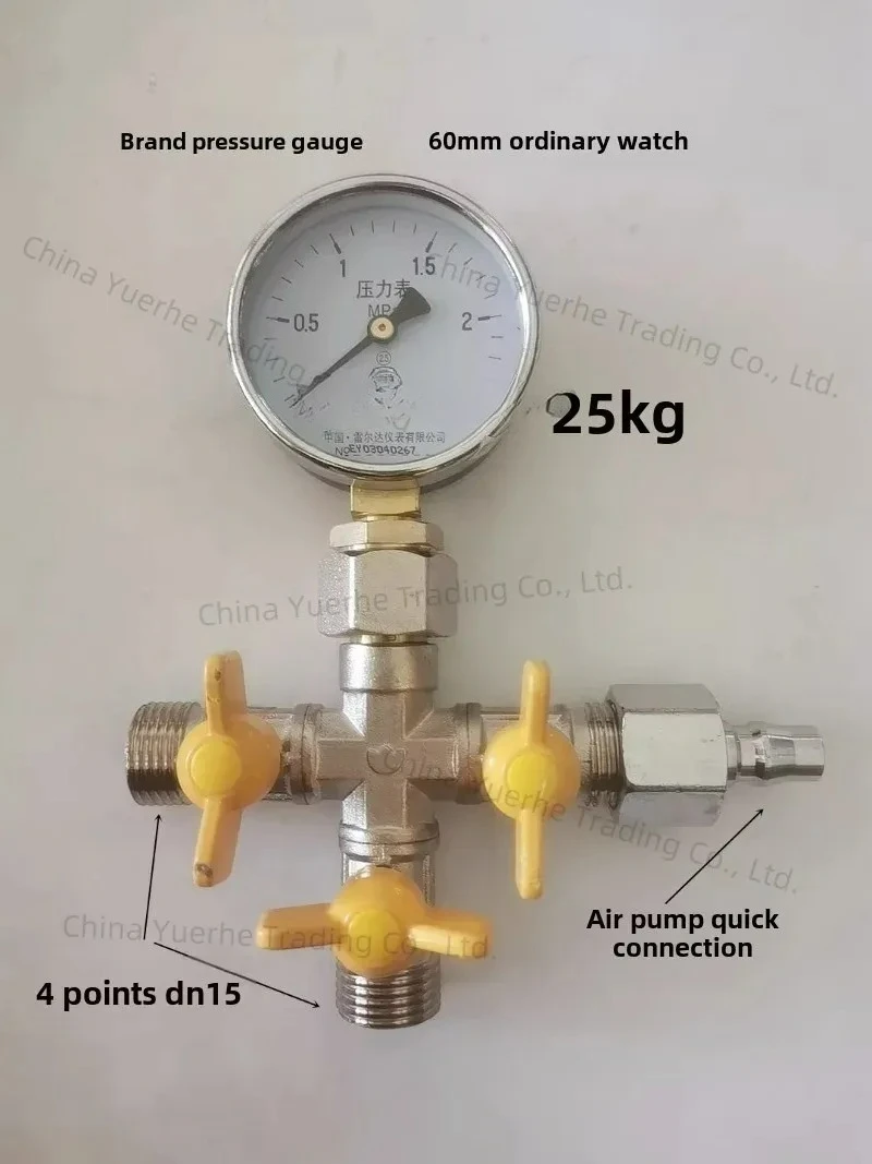 صمام اختبار الضغط بأربعة اتجاهات، ومياه الصنبور، ومقياس ضغط التدفئة الأرضية والأرضية الأرضية، وكاشف التسرب مع 4 نقاط #1