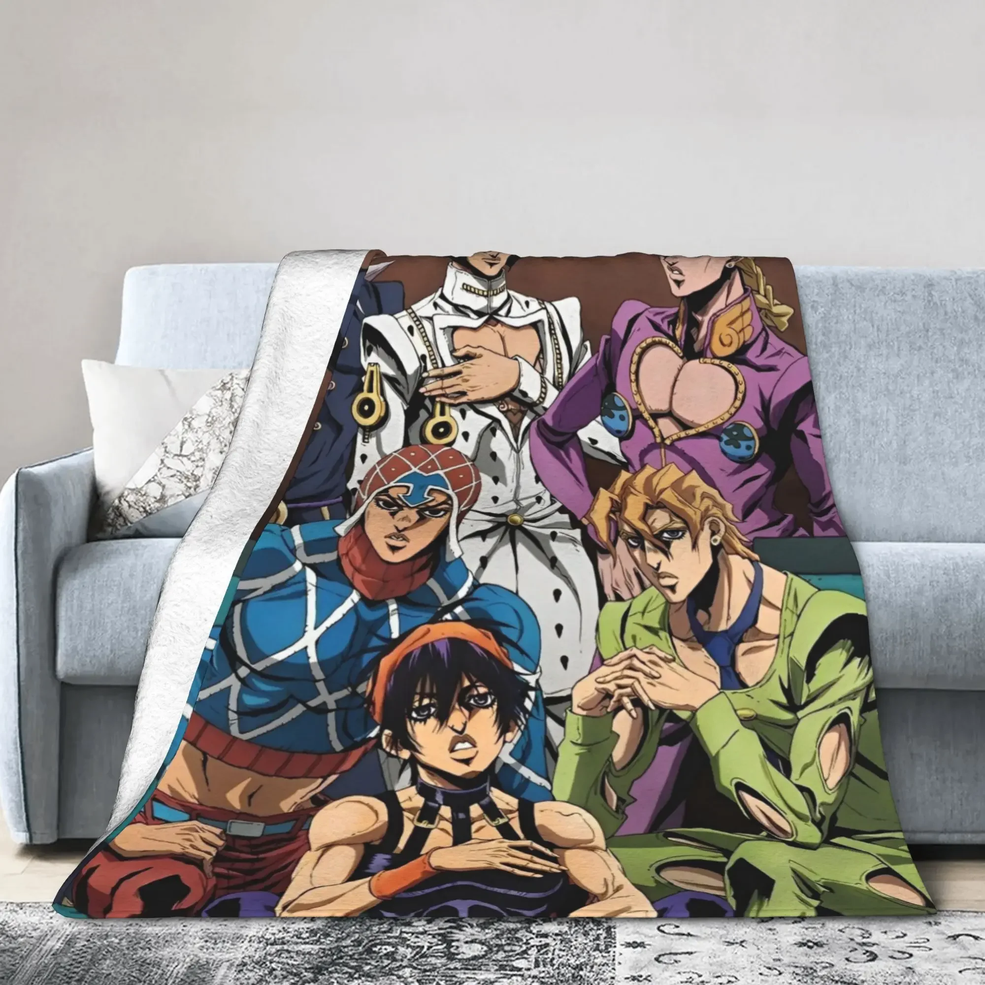 Customization JoJo Golden Blankets Flannel J-JoJos Bizarre Adventure Breathable Ultra-Soft Throw Blankets For Home Car Quilt
