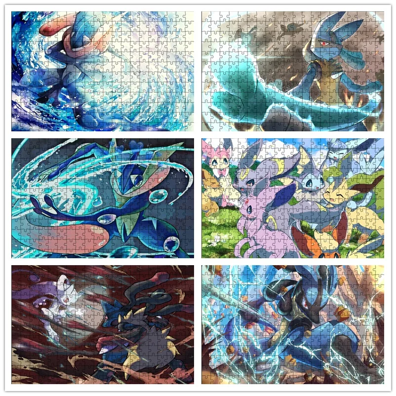 Pokemon Anime Puzzles Japanese Classical Cartoon Pikachu Lucario Jigsaw Puzzles Home Decoration Crafts Adults Decompress Toys