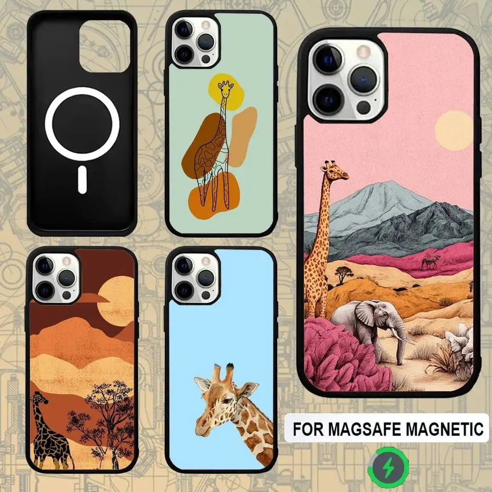 

Giraffe Animal Phone Case For IPhone 16e,16,15,Pro,Max,14,Plus,13,12,11 Magesafe Magnetic Wireless Charge Cover
