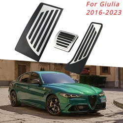 LHD Car Pedal Cover for Alfa Romeo Giulia Stelvio 2016-2023 AT Pedals Gas Accelerator Brake Pads Parts  Stainless Steel