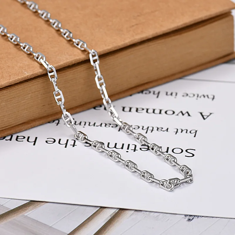 

S925 Silver Pig Nose Necklace Plated Planted Women's Sweater Chain