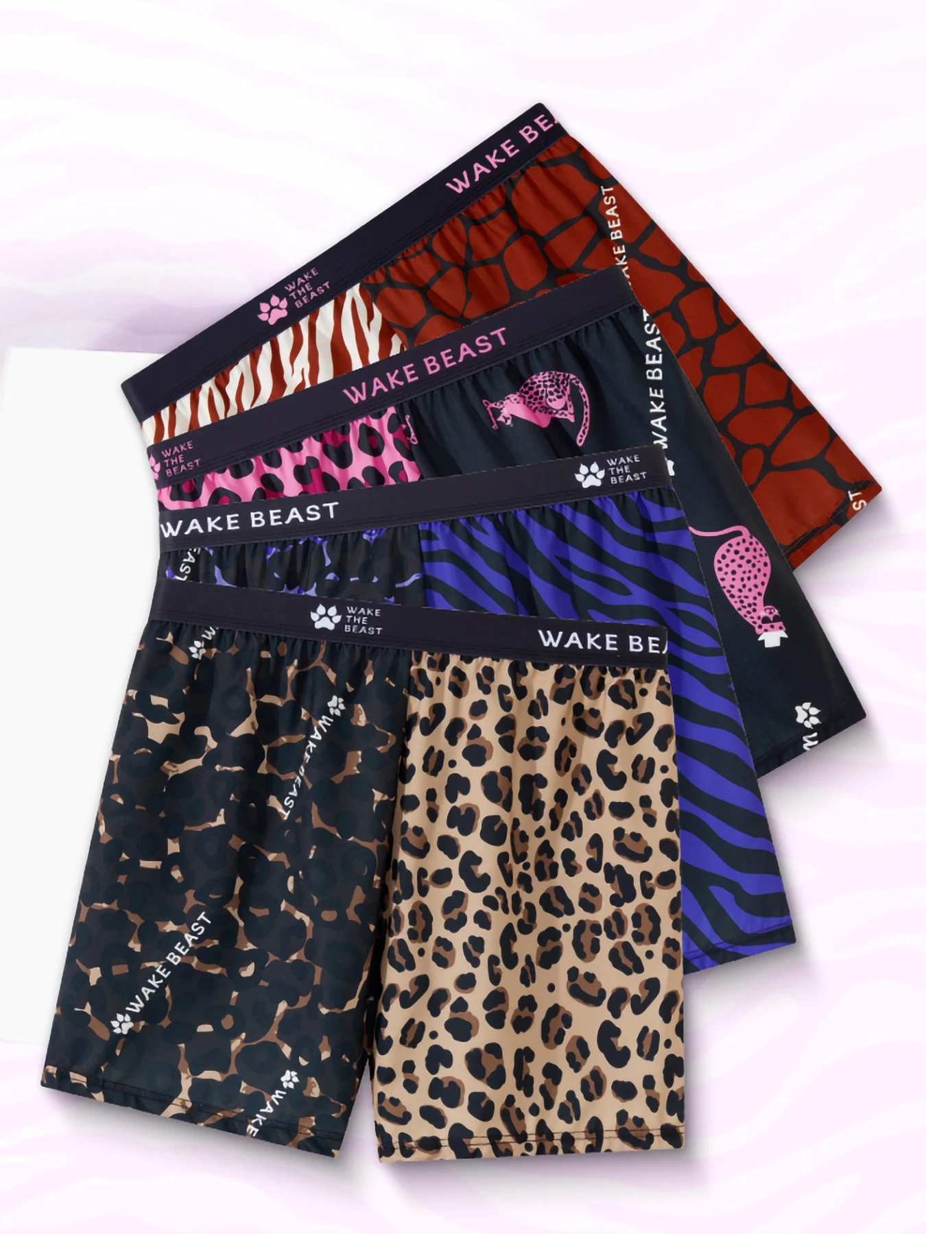 Men's Ice Silk Boxer Briefs, Cooling Breathable Animal Print Underwear Quick-Dry No Ride-Up Trunks for Daily, Gym & Summer Wear