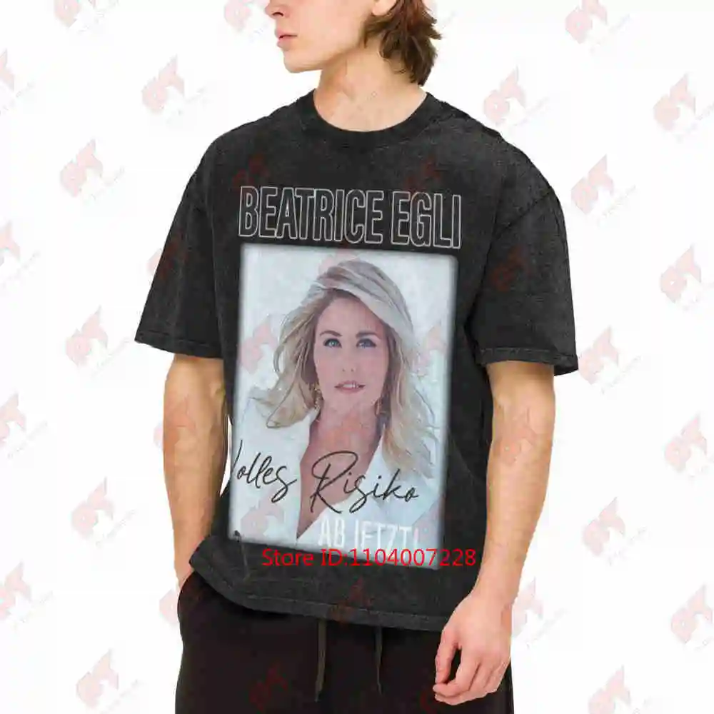 Beatrice Egli On Tour German Text Signature Pose Vintage Washed Tee Pure Cotton T-Shirt