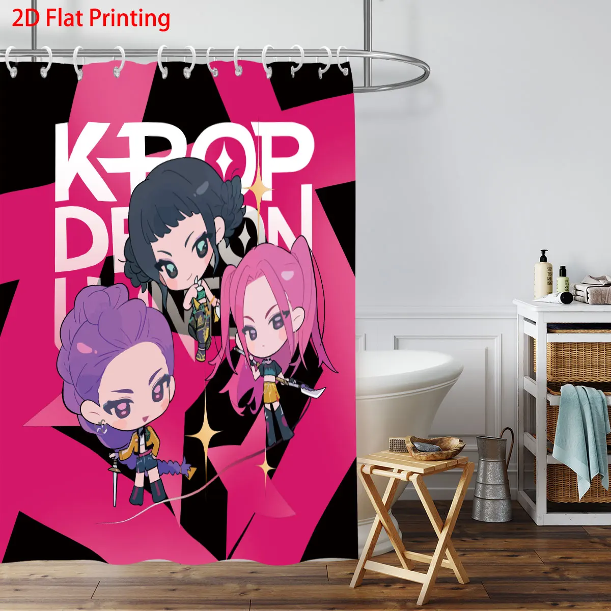 

1 шт. K-Pop «Охотники на демонов» с принтом, водонепроницаемая занавеска для душа, подвесная занавеска для конфиденциальности, 12 крючков, несколько размеров, можно стирать в машине