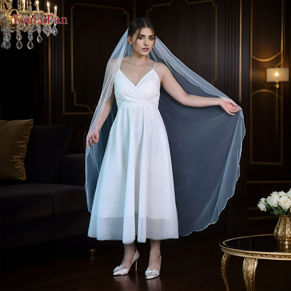 Youlapan v33 Hochzeit Strass Schleier Glitzer Schleier Ellenbogen Länge Schleier mit Kamm Hochzeit Frauen Schleier Kristall Perlen funkelnd