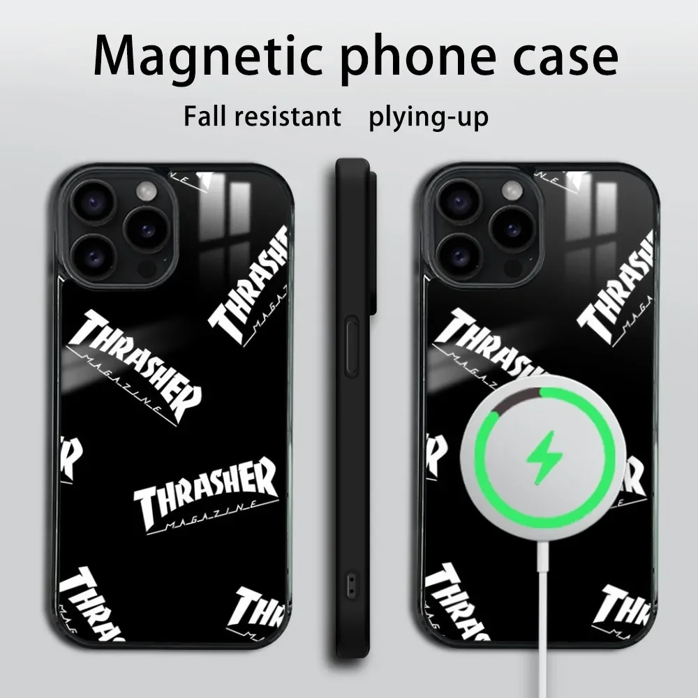 Fashion Design T-ThrasherS Phone Case For iPhone 16 15 14 13 12 11 Pro Max Plus Mini Magsafe Mirror Wireless Magnetic Cover