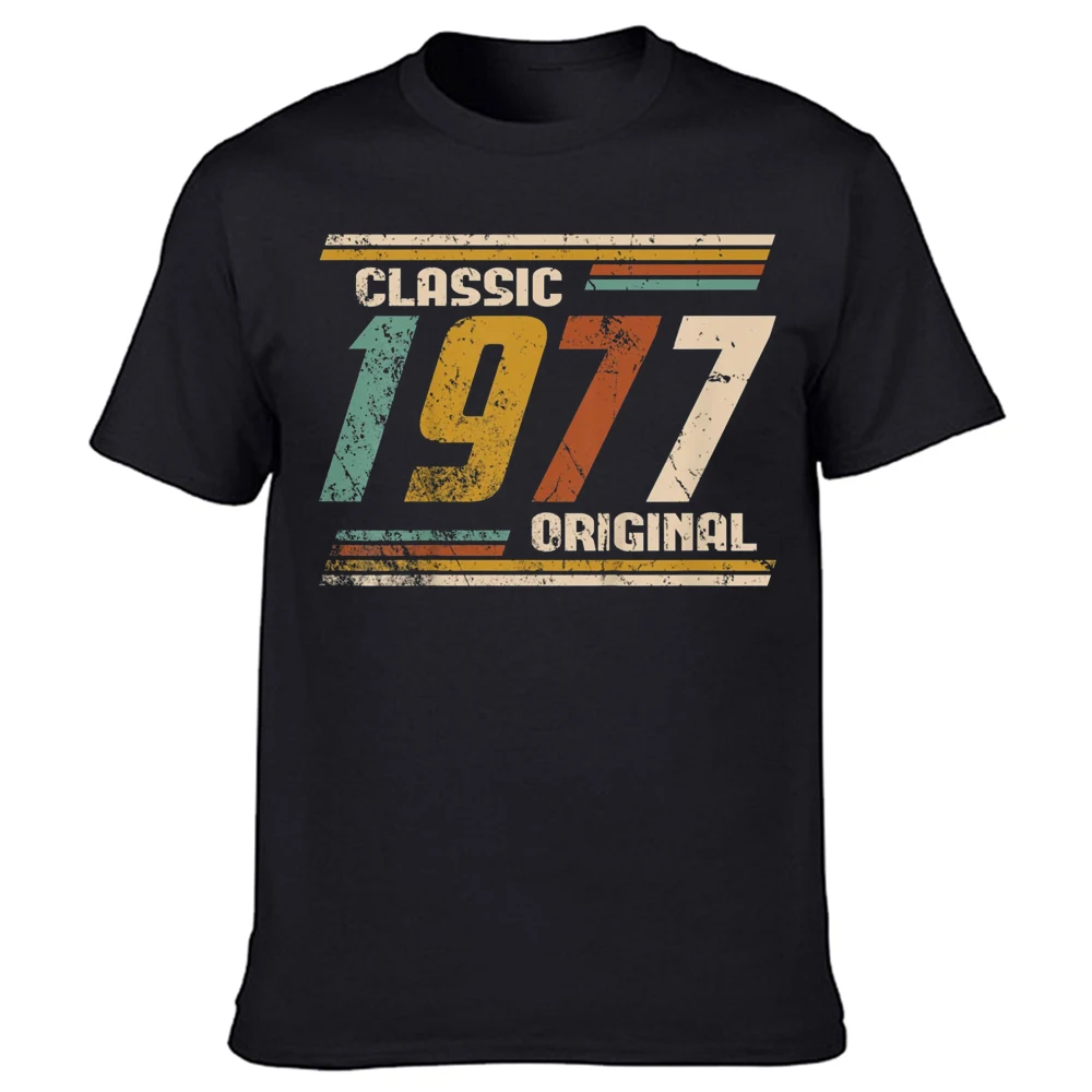 Novelty Awesome Vintage Classic 1977 Original 46th T Shirts Streetwear Short Sleeve Birthday Gifts Summer Style T-shirt Men