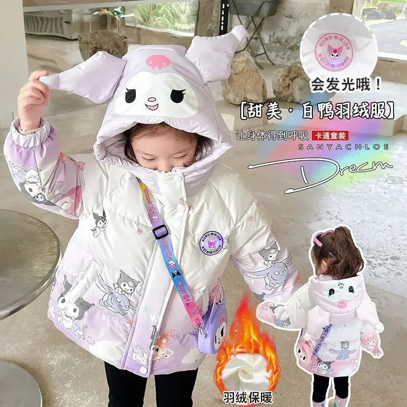 

Kuromi Anime Sanrio Ins Fashion Lovely Warm Jacket Cute Cartoon Cotton Kawaii Hooded Coat Cloth Winter Sweet Gifts for Kids