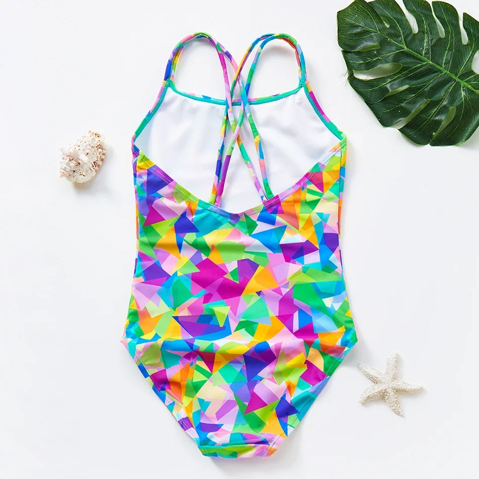 2022 New Girls Swimsuit One Piece Girls Swimswear Tie Dye Children's Swimwear Large Size 7-14years Bathing Suit One Piece