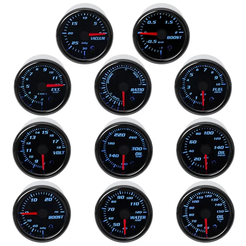 Pantalla Dual LED de 7 colores, medidor automático de presión de aceite, temperatura de aceite, RPM, relación de combustible de agua, voltios, aire, EGT, tacómetro, 2 "", 52mm