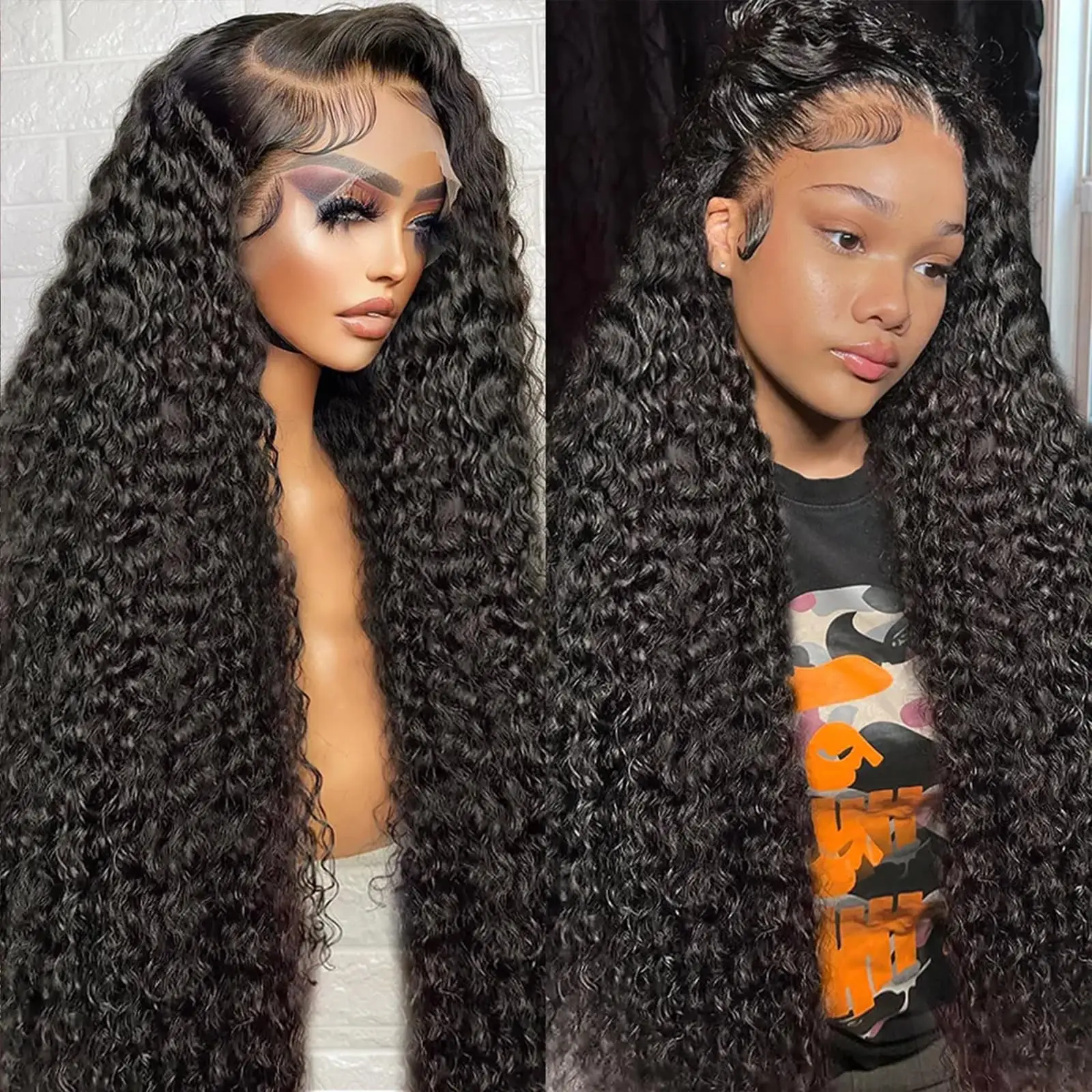 Deep Wave Transparent Lace Front Wigs HD Lace Front Wig Curly 180% 4x4 Lace Closure Wig 13x4 13x6 Lace Human Hair Wigs For Women