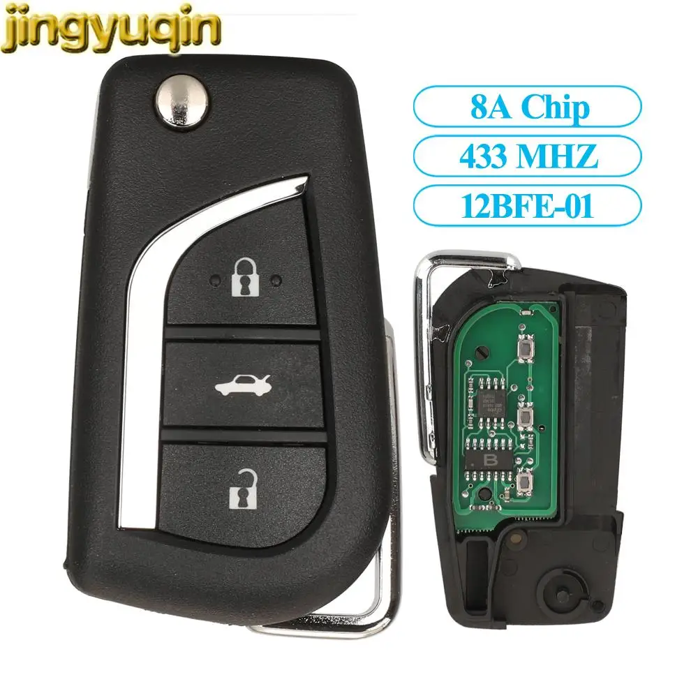 

Jingyuqin 3 Buttons Car Key Alarm Remote Fob 433MHZ 8A Chip For Toyota CAMRY 2015 2016 RAV4 2017 Auris 2018 TOY40 12BFE-01