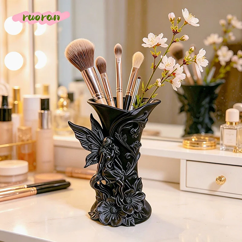 3D Printed Flower Fairy High Value Cosmetic Storage Box Desktop Vase Lipstick Eyebrow Pencil Holder For Vanity
