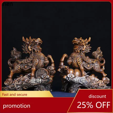 A pair of CZ unicorn ornaments for the bedroom, home decoration for fertility, collectible, exquisite and wealth-promoting
