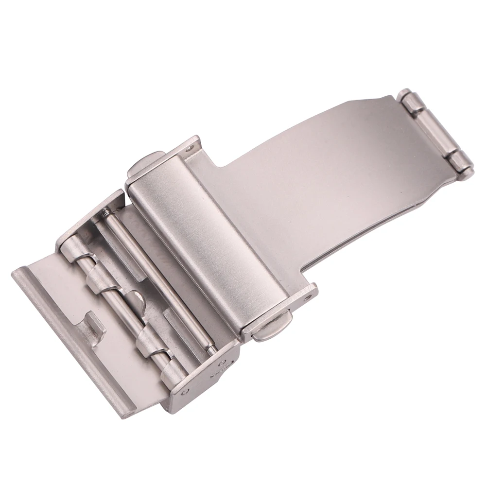 Stainless Steel Watch Band Buckle Silver 16 18 20 22 mm Metal Watchband Double Press Automatic Clasp Strap Accessories