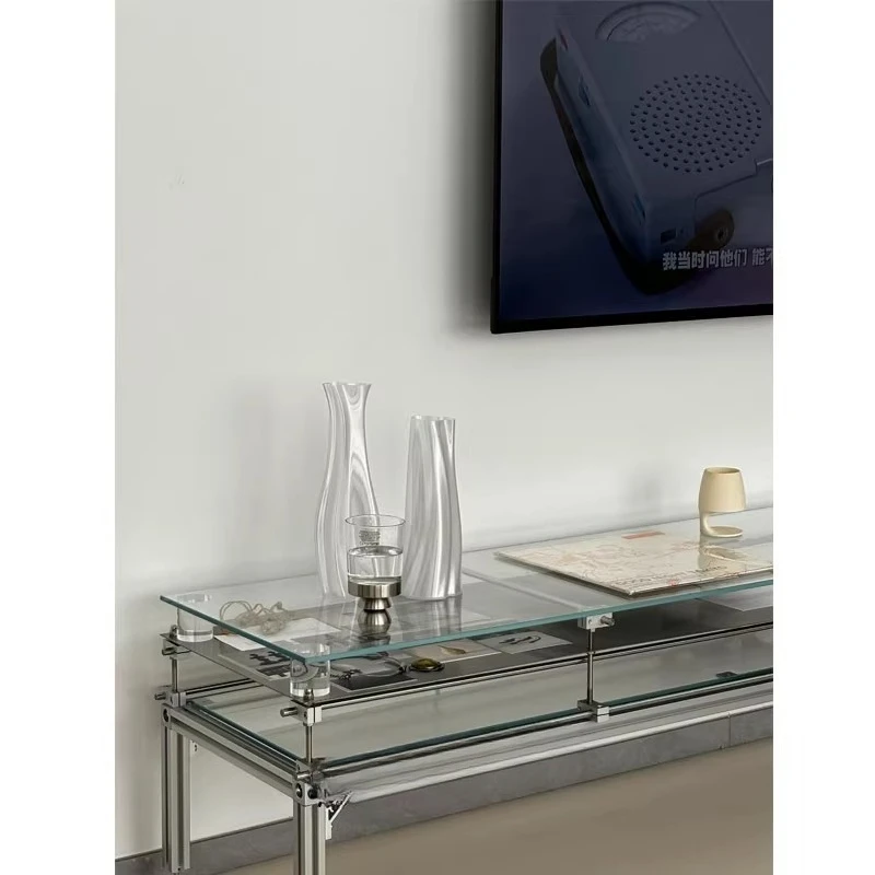 Aluminum Glass Optical Axis Cabinet Stainless Steel Optical Axis Shelf Floor to Floor Multi-layer Storage Rack