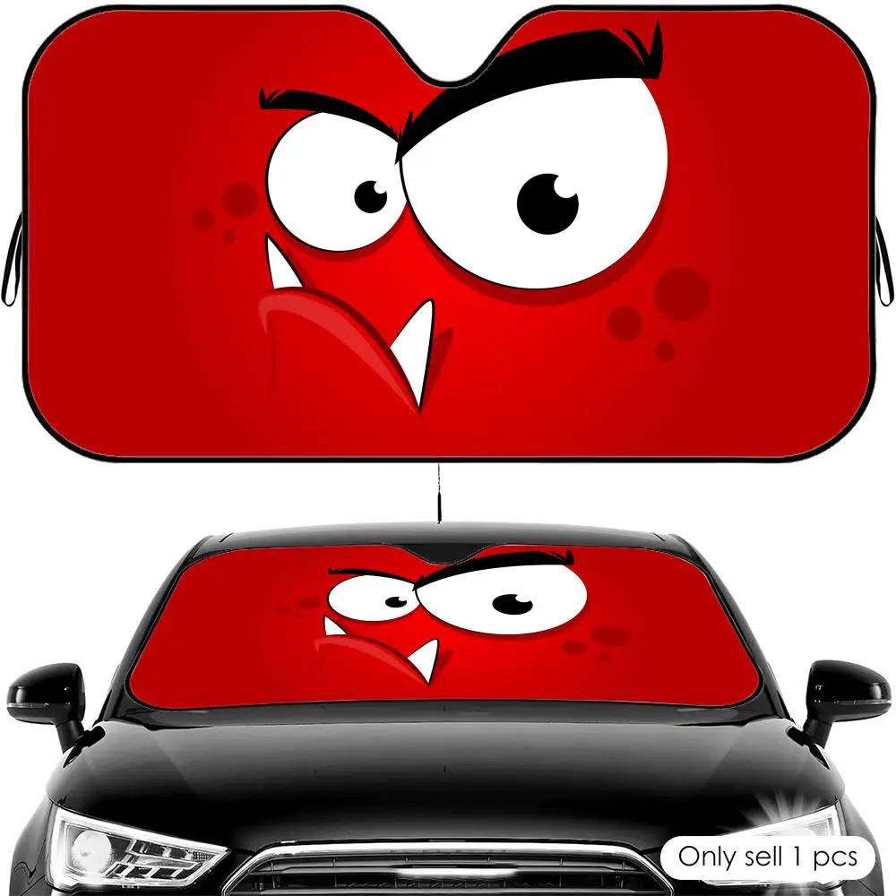 

Солнцезащитный козырек для автомобиля с рисунком сердитых мультяшных глаз, защита от УФ-излучения, теплоизоляция, универсальный чехол-накидка от солнца