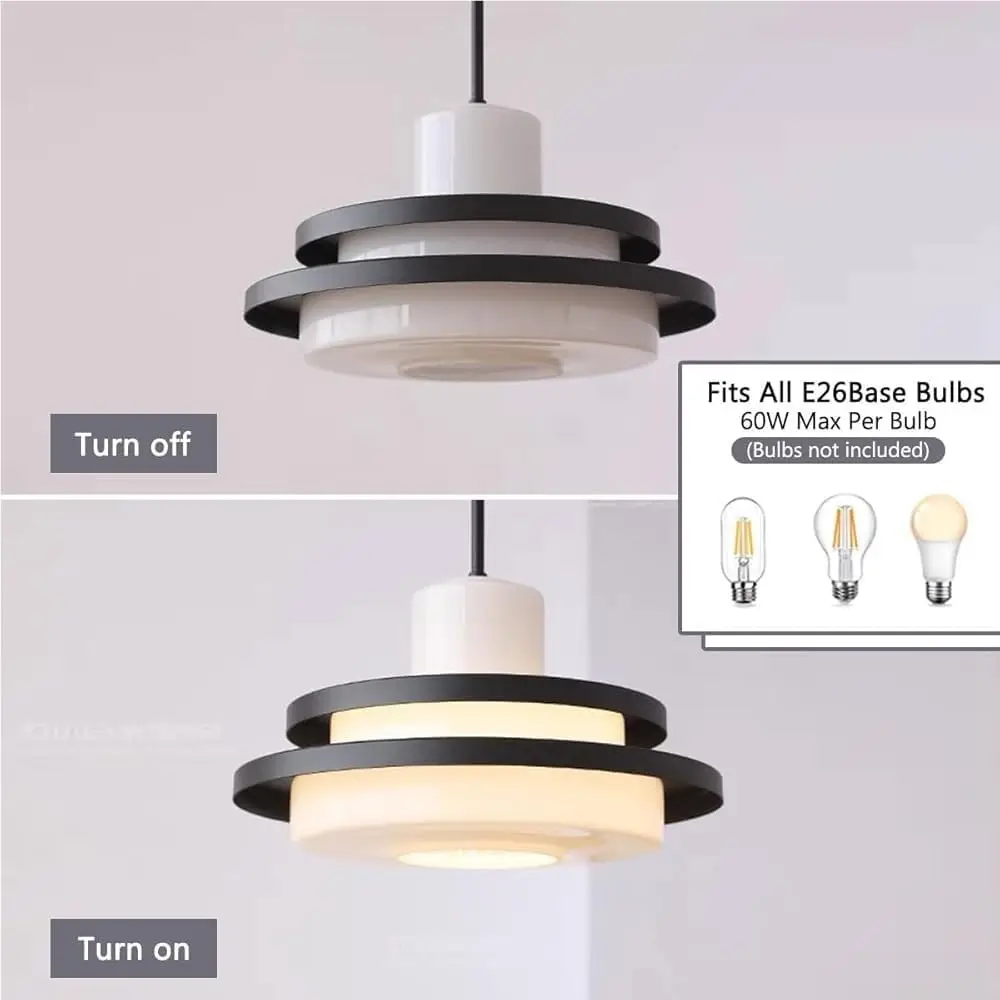 Retro UFO Shape Led Chandelier Nordic Iron Glass Pendant Lamp Dining Living Room Bedroom Home Indoor Decor Modern Pendant Light